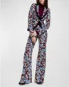 Smythe Taped Pouf Sleeve One Button Blazer In Plum Floral