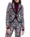 Smythe Taped Pouf Sleeve One Button Blazer In Plum Floral In Multi