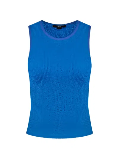 Smythe Textured-knit Racerback Tank Top In Blue