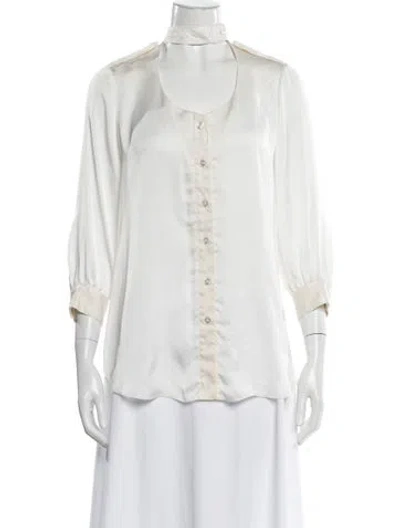 Pre-owned Smythe Three-quarter Sleeve Blouse In White