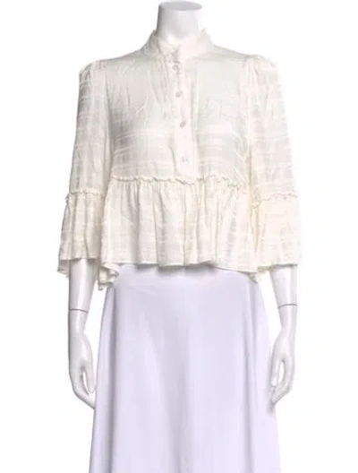Pre-owned Smythe Three-quarter Sleeve Blouse In White