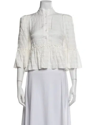 Pre-owned Smythe Three-quarter Sleeve Blouse In White