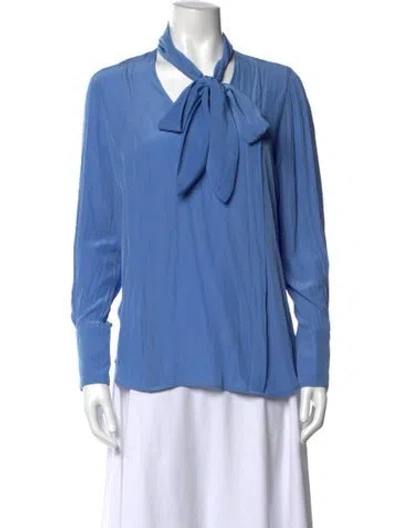 Pre-owned Smythe Tie Neck Long Sleeve Blouse In Blue