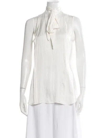 Pre-owned Smythe Tie Neck Sleeveless Blouse In White