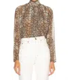 Smythe Turtleneck Drape Blouse In Snake Print In Animal Print
