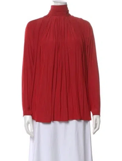 Pre-owned Smythe Turtleneck Long Sleeve Blouse W/ Tags In Red