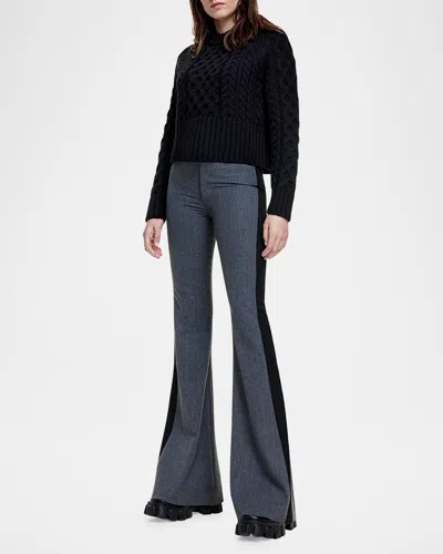 Smythe Tux Stripe Bootcut Pants In Charcoal With Black