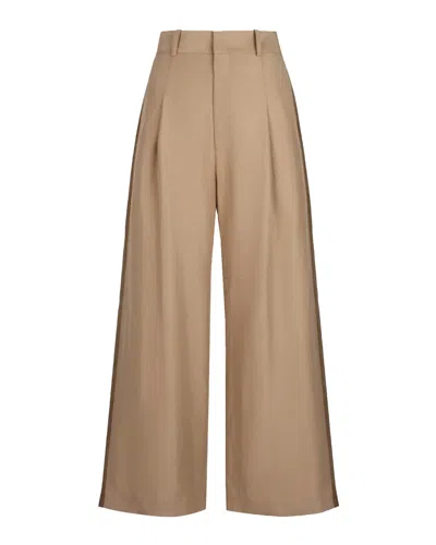 Smythe Tux Stripe Crop Pleated Trouser In Brown