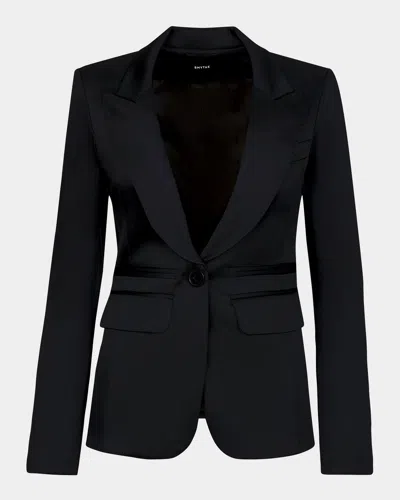 Smythe Tuxedo Peaked-lapel Stretch Blazer In Black Sati