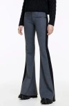 Smythe Tuxedo Stripe Bootcut Pants In Charcoal With Black