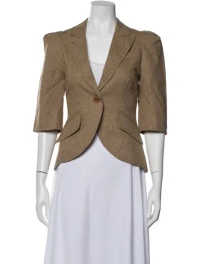 Pre-owned Smythe Tweed Pattern Blazer W/ Tags In Brown