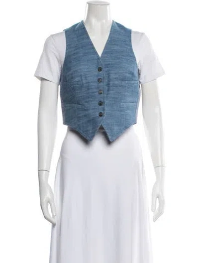 Pre-owned Smythe Tweed Pattern Vest In Blue
