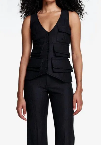 Smythe Utility Vest In Carbon Herringbone In Black