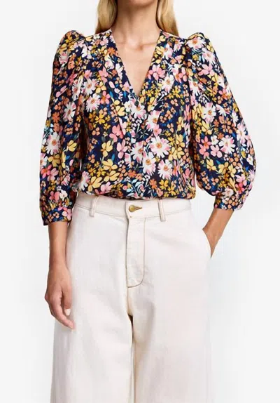 Smythe V-neck Frontier Blouse In Navy/multi