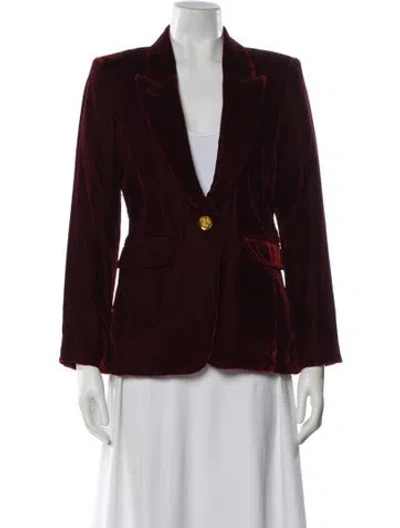 Pre-owned Smythe Velvet Striped Blazer In Burgundy