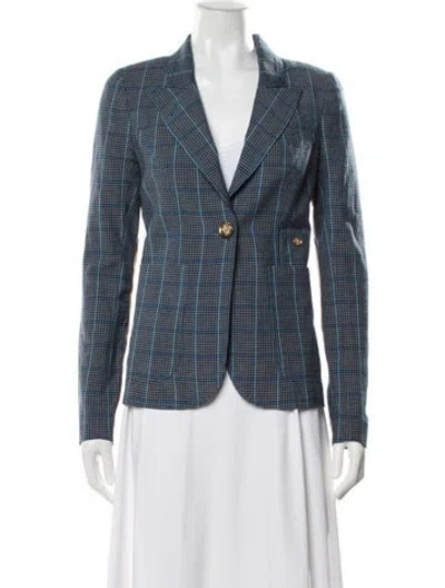 Pre-owned Smythe Virgin Wool Plaid Print Blazer In Blue