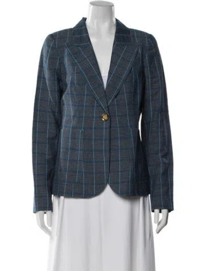 Pre-owned Smythe Virgin Wool Plaid Print Blazer In Blue