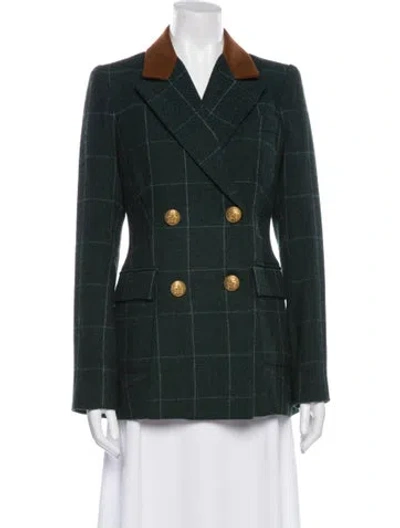 Pre-owned Smythe Virgin Wool Plaid Print Blazer In Green