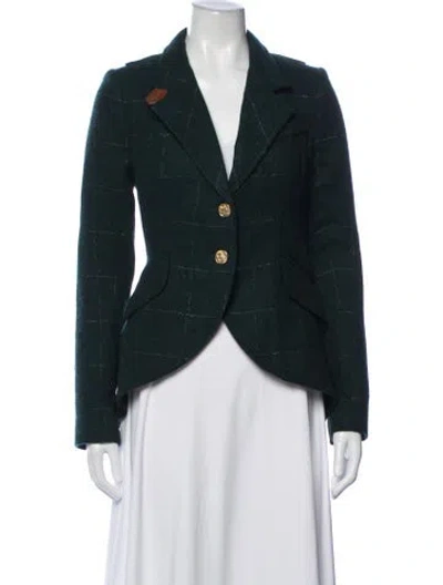 Pre-owned Smythe Virgin Wool Plaid Print Blazer In Green