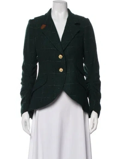 Pre-owned Smythe Virgin Wool Plaid Print Blazer In Green