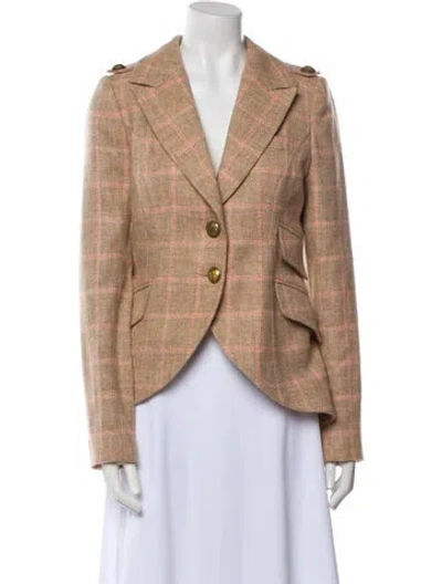 Pre-owned Smythe Virgin Wool Plaid Print Blazer In Neutral