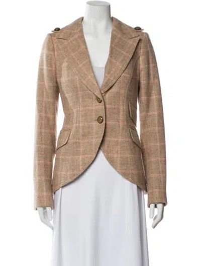 Pre-owned Smythe Virgin Wool Plaid Print Blazer In Neutral