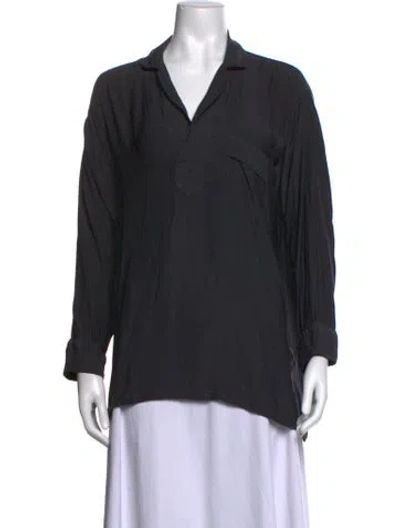 Pre-owned Smythe V-neck Long Sleeve Blouse In Black