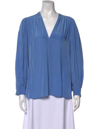 Pre-owned Smythe V-neck Long Sleeve Blouse In Blue