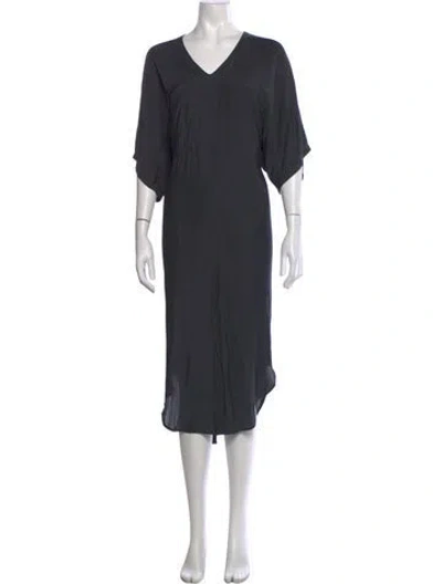Pre-owned Smythe V-neck Midi Length Dress In Gray