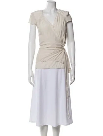 Pre-owned Smythe V-neck Short Sleeve Blouse In Neutral