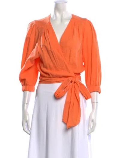 Pre-owned Smythe V-neck Three-quarter Sleeve Blouse In Orange