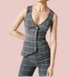 SMYTHE WAISTCOAT VEST IN GREY/PINK WINDOWPANE