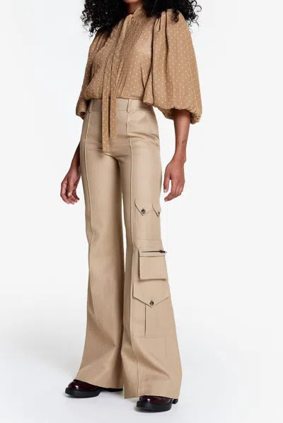 Smythe Wide Leg Cargo Trousers In Stone In Brown