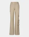 Smythe Wide-leg Cargo Trousers In Stone