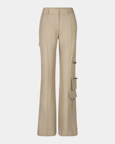 Smythe Wide-leg Cargo Trousers In Stone
