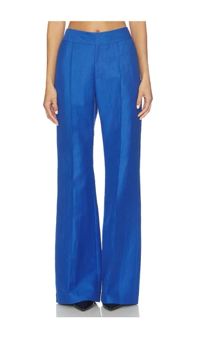 Smythe Wide Leg Pintuck Trouser In Blue