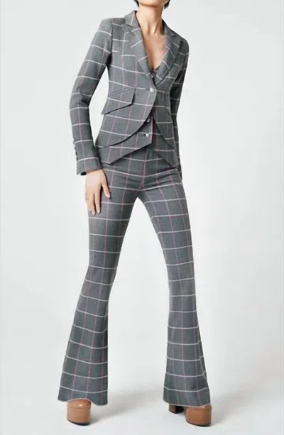 Smythe Women's Bootcut Pant In Grey/pink Windowpane