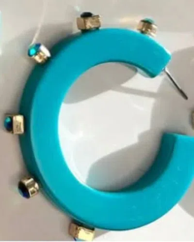 Smythe Women's City Girl Jewel Large Hoop Earrings In Harbor Blue/harbor Blue Stones In Multi