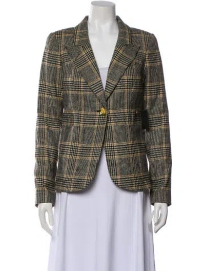 Pre-owned Smythe Wool Houndstooth Print Blazer In Black