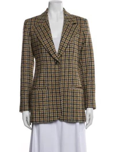 Pre-owned Smythe Wool Houndstooth Print Blazer In Neutral