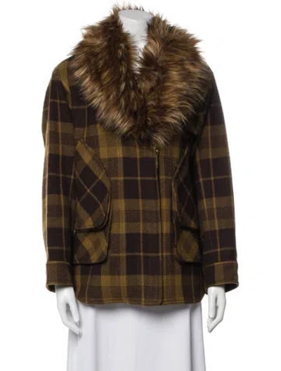 Pre-owned Smythe Wool Patterned Coat In Brown