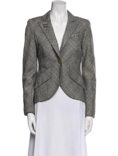 Pre-owned Smythe Wool Plaid Print Blazer In Black