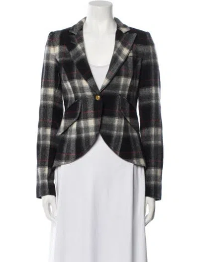 Pre-owned Smythe Wool Plaid Print Blazer In Black