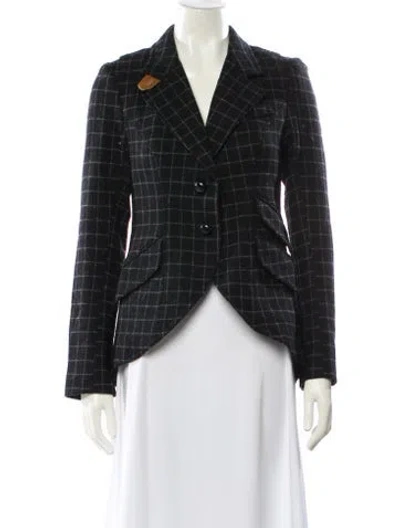 Pre-owned Smythe Wool Plaid Print Blazer In Black