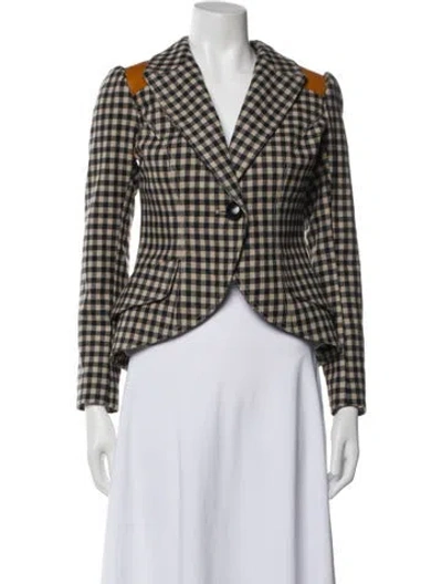Pre-owned Smythe Wool Plaid Print Blazer In Black