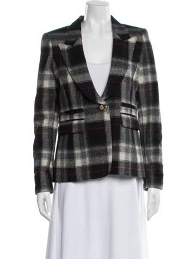 Pre-owned Smythe Wool Plaid Print Blazer In Black
