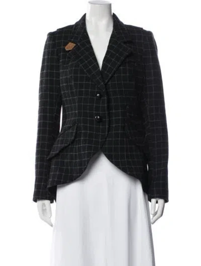 Pre-owned Smythe Wool Plaid Print Blazer In Black