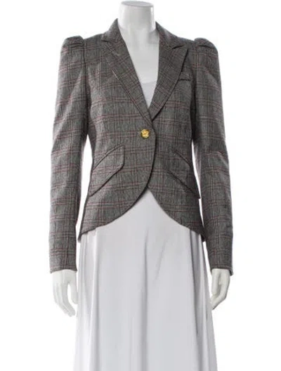 Pre-owned Smythe Wool Plaid Print Blazer In Black