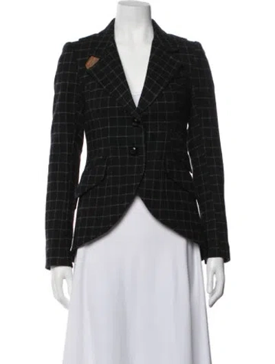 Pre-owned Smythe Wool Plaid Print Blazer In Black