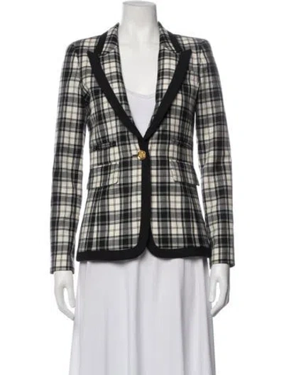 Pre-owned Smythe Wool Plaid Print Blazer In Black